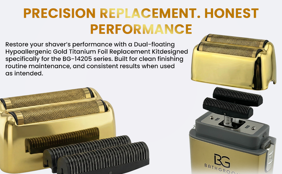 BathGroom gold titanium replacement foil head and dual cutter blades