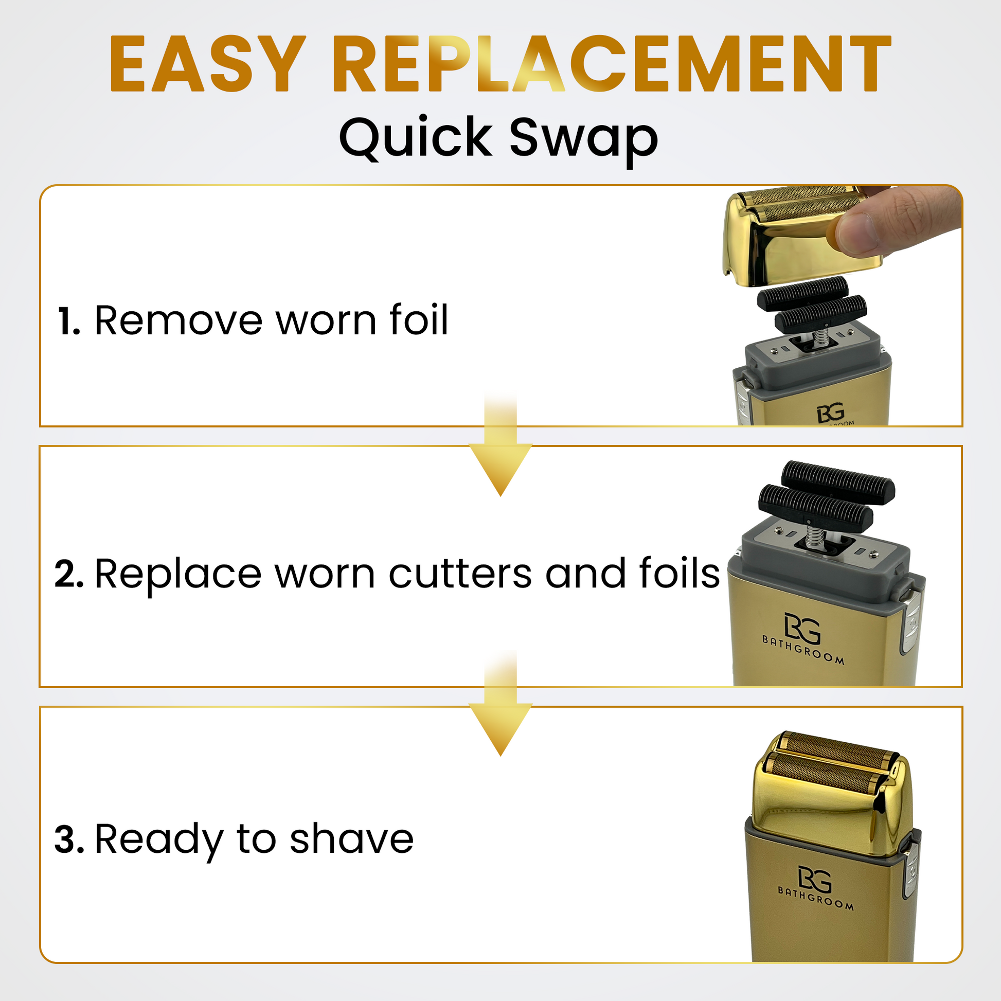 BathGroom gold titanium replacement foil head and dual cutter blades