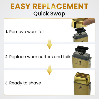 BathGroom gold titanium replacement foil head and dual cutter blades