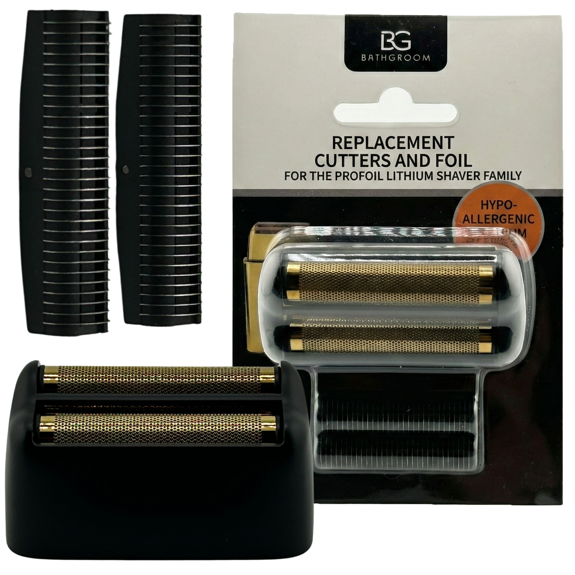 BathGroom Black Titanium Replacement Foil Head & Dual Cutter Blades Set