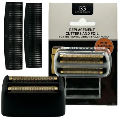 BathGroom Black Titanium Replacement Foil Head & Dual Cutter Blades Set