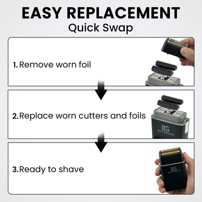 BathGroom Black Titanium Replacement Foil Head & Dual Cutter Blades Set